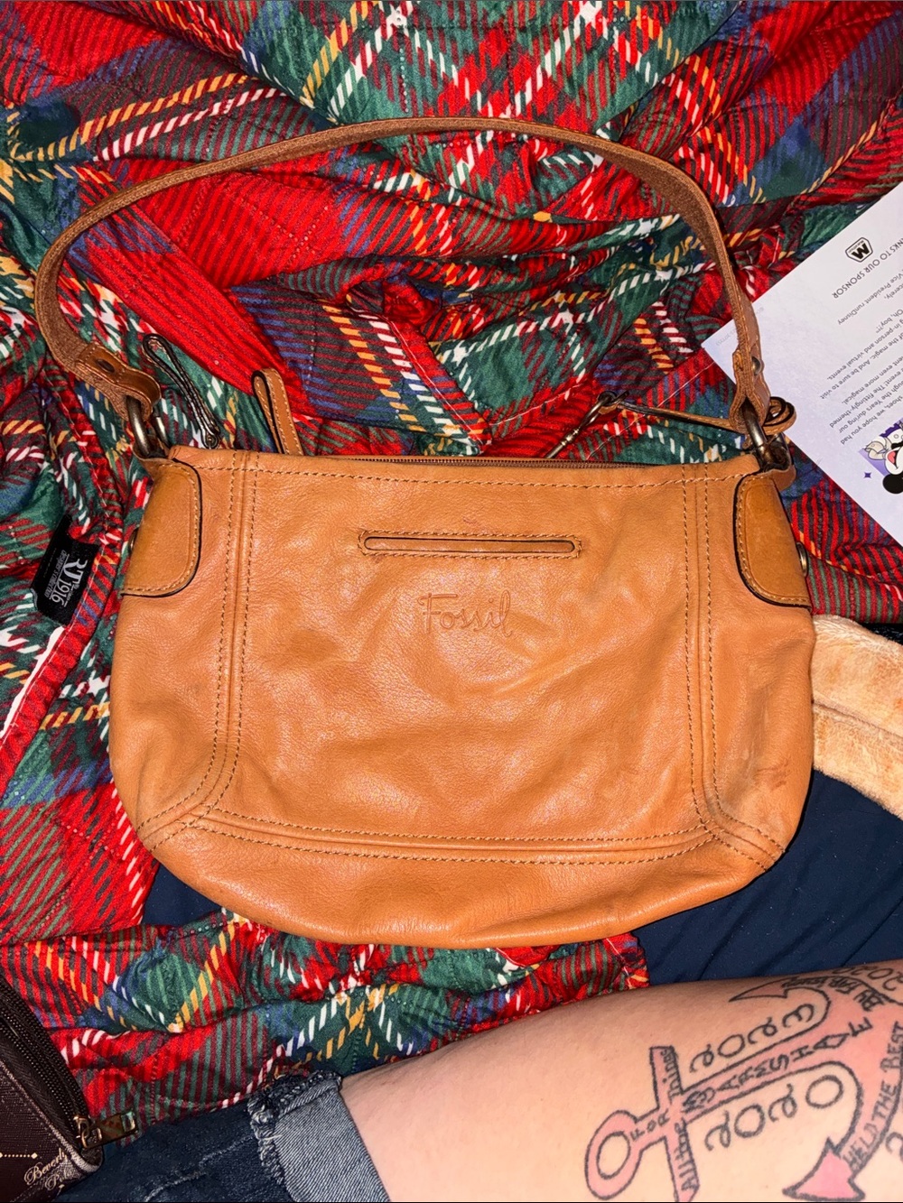 Fossil Cognac Leather Shoulder Bag